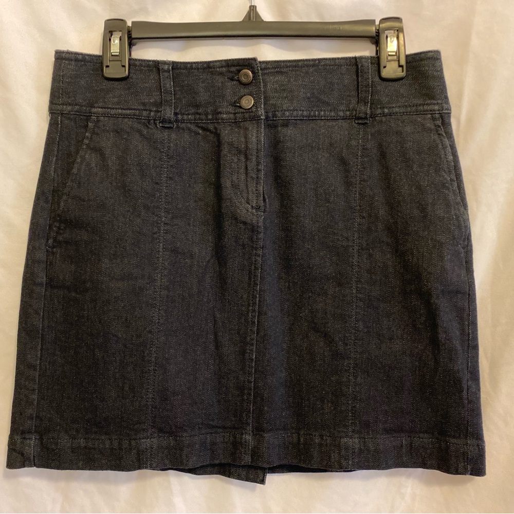 Ann Taylor LOFT petites Black Denim Skirt Sz 6P